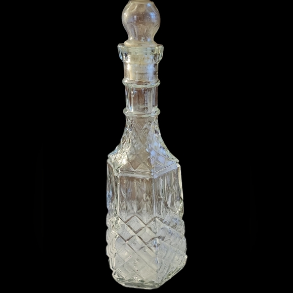 Vintage Circa 1970 Diamond Cut Molded Glass Decanter - Picture 1 of 8